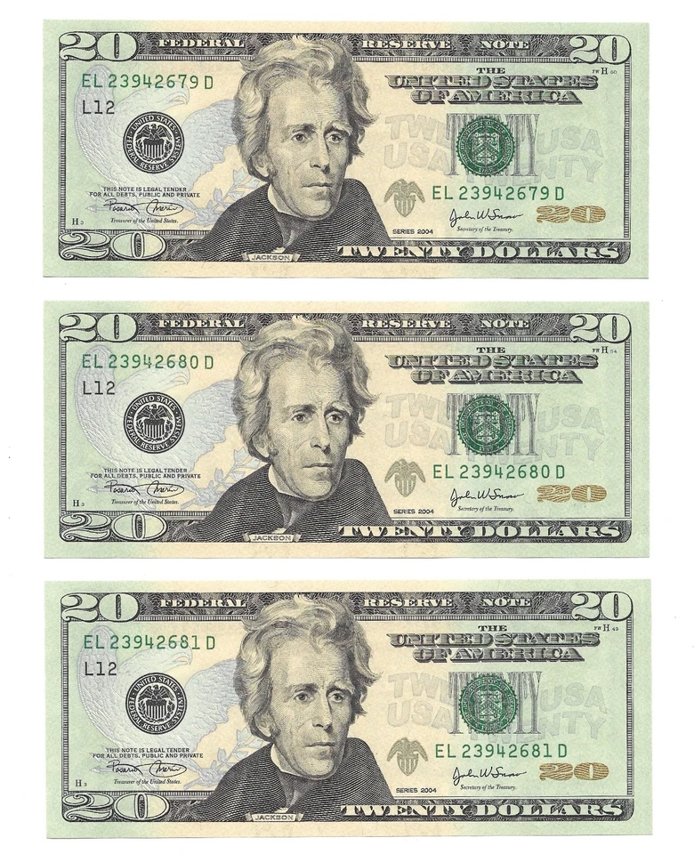 2004 $20 SAN FRANCISCO FRNs. 5 Consecutive, Crisp & Uncirculated Banknotes. - Image 2 of 4