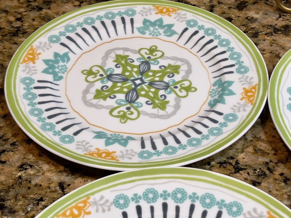 "Juego de 6 platos de ensalada medallón boho Threshold 8"" patrón global multicolor EC" Foto 4 de 4
