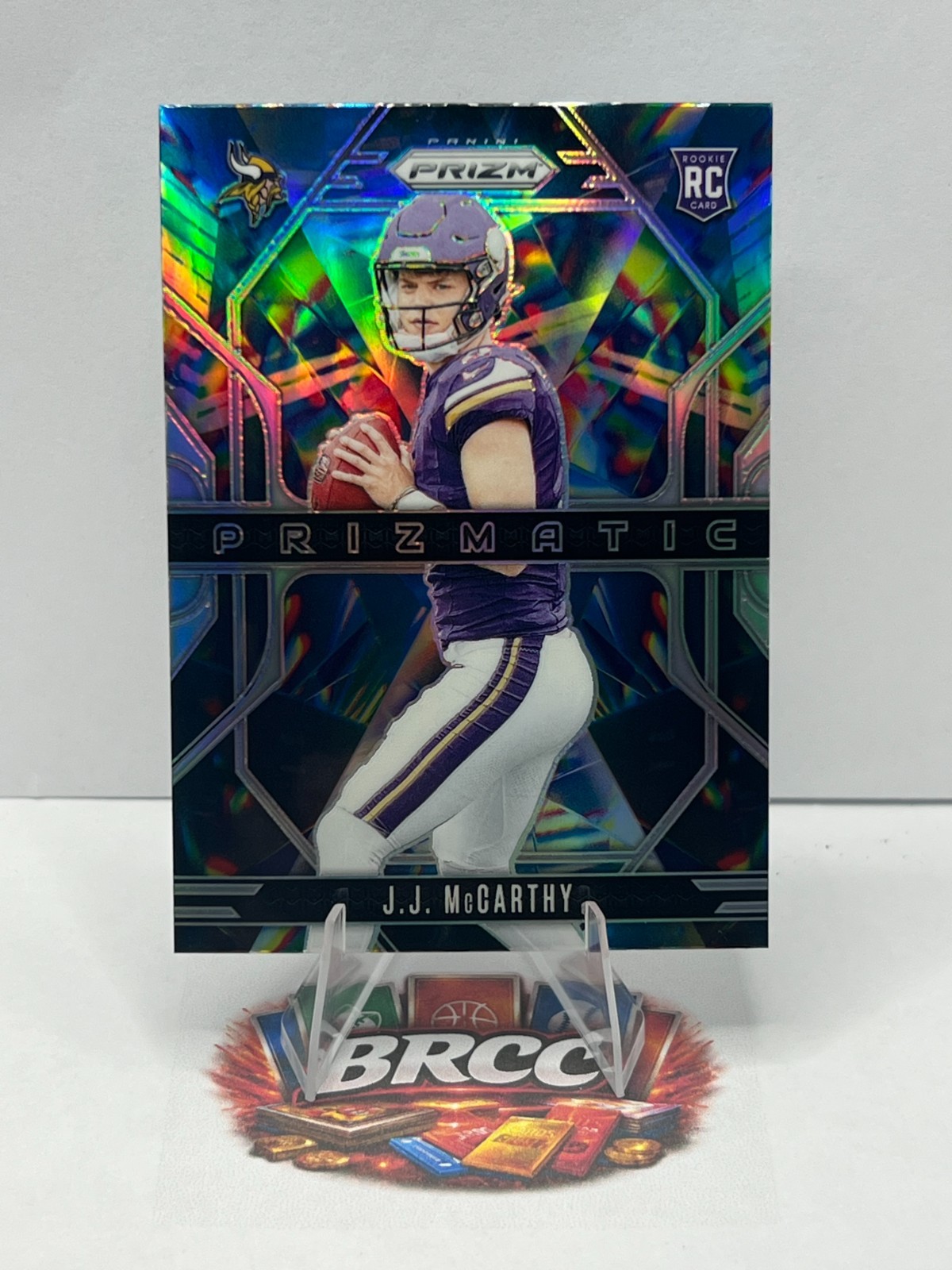 2024 Panini Prizm Prizmatic #8 J.J. McCarthy Silver Prizm (RC) Minnesota Vikings