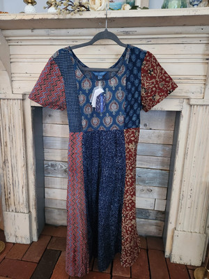 April Cornell Indigo Market Bohemian Patchwork Dress Sz M NWT 