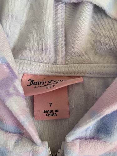 Juicy Couture Girls Swirl Purple Pink Velour Hoodie Jogger Pants Set Sz.7 - Picture 13 of 15