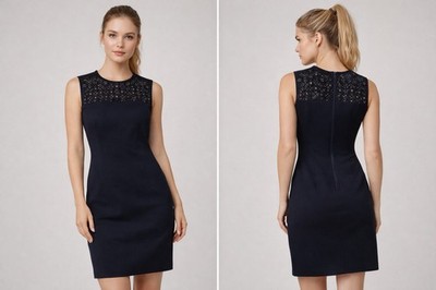 Needle & Thread Navy Black Beaded Embellished Dress Size 8 Nordstrom Handcrafted