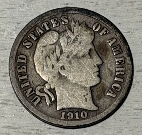 1910 D Silver Barber Dime GOOD Denver Mint Early Rare Coin Perfect 4 Album