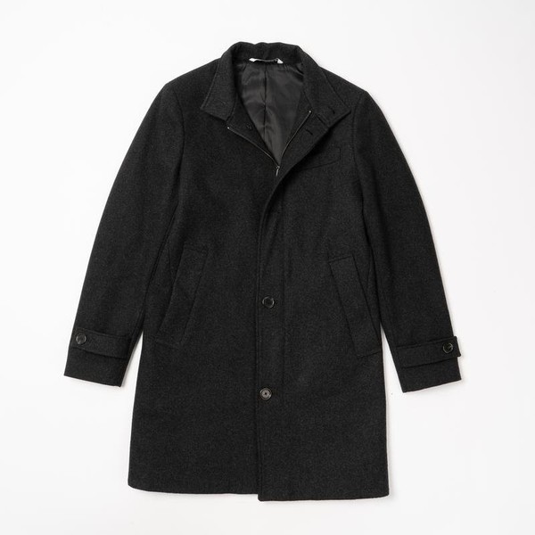 Men ZARA Coat Black Polyester 36 / S / 44