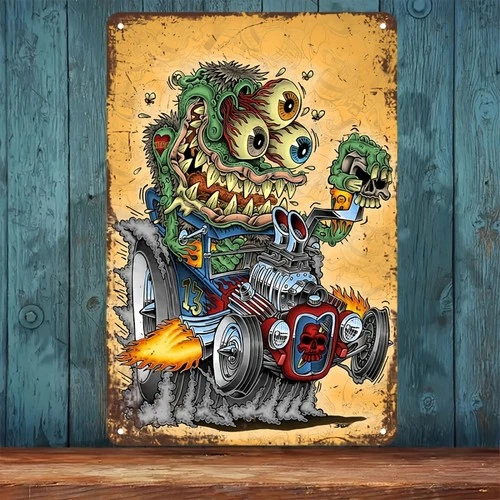 Vintage Mouse Fink Hot Car Tin Metal Signs Home Décor Classic Aluminum Mural for