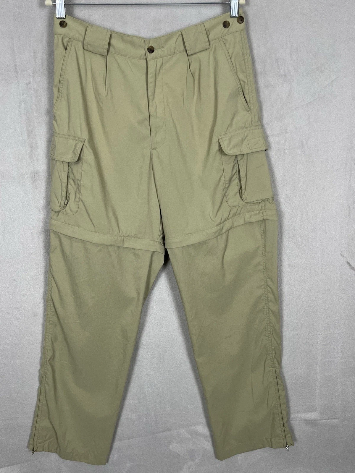 TravelSmith Convertible Cargo Pants Men's 33 X 32 Green Color Pockets Relaxed