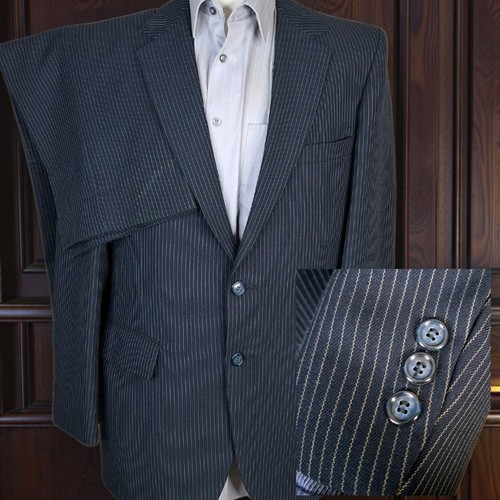 Sears Roebuck, Sears 1970s 2 Piece Suit Mens 40R Trousers 35X30 Black Multicolor Stripe HL
