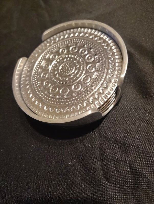 Beautiful Vintage Silver Plated Coasters (set of 4) with holder  (heavy )