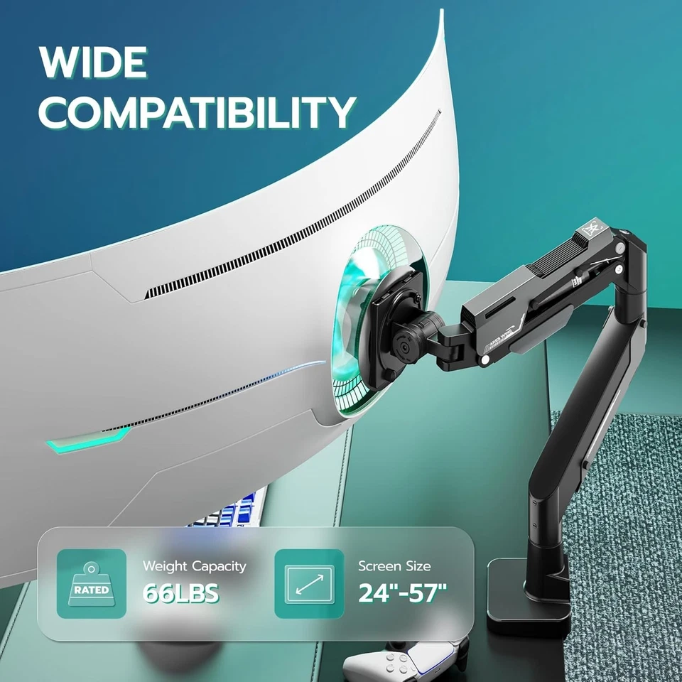 ARES WING Ultrawide Gas Spring Monitor Arm, Heavy Duty Monitor Arm for 24"-57" F - Image 3 of 3