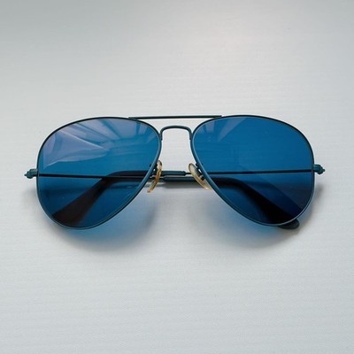 Bausch Lomb Ray Ban Vintage 70s Aviator Sunglasses Navy Blue Lens Metal 14,5 cm