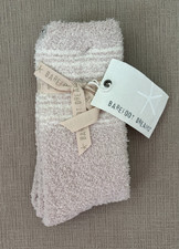 BAREFOOT DREAMS Cozy Chic Variegated Stripe Socks Brand New w/ tags Stone/Cream