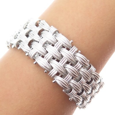 DASAN INC 925 Sterling Silver Vintage Italy Modernist Woven Link