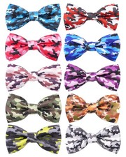 10 PCS Camo Dog Bowties Sliding On Collar For Small Medium Pet Grooming Party