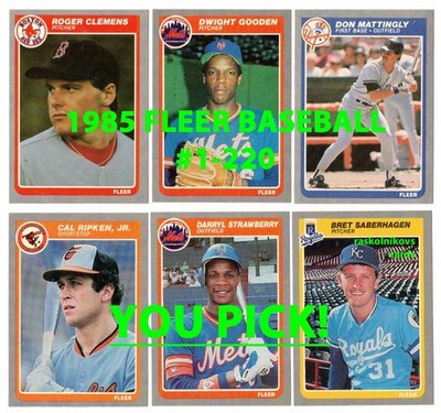 1985 FLEER Baseball #1-220 Complete Your Set $2 or 2 Card Minimum YOU PICK!