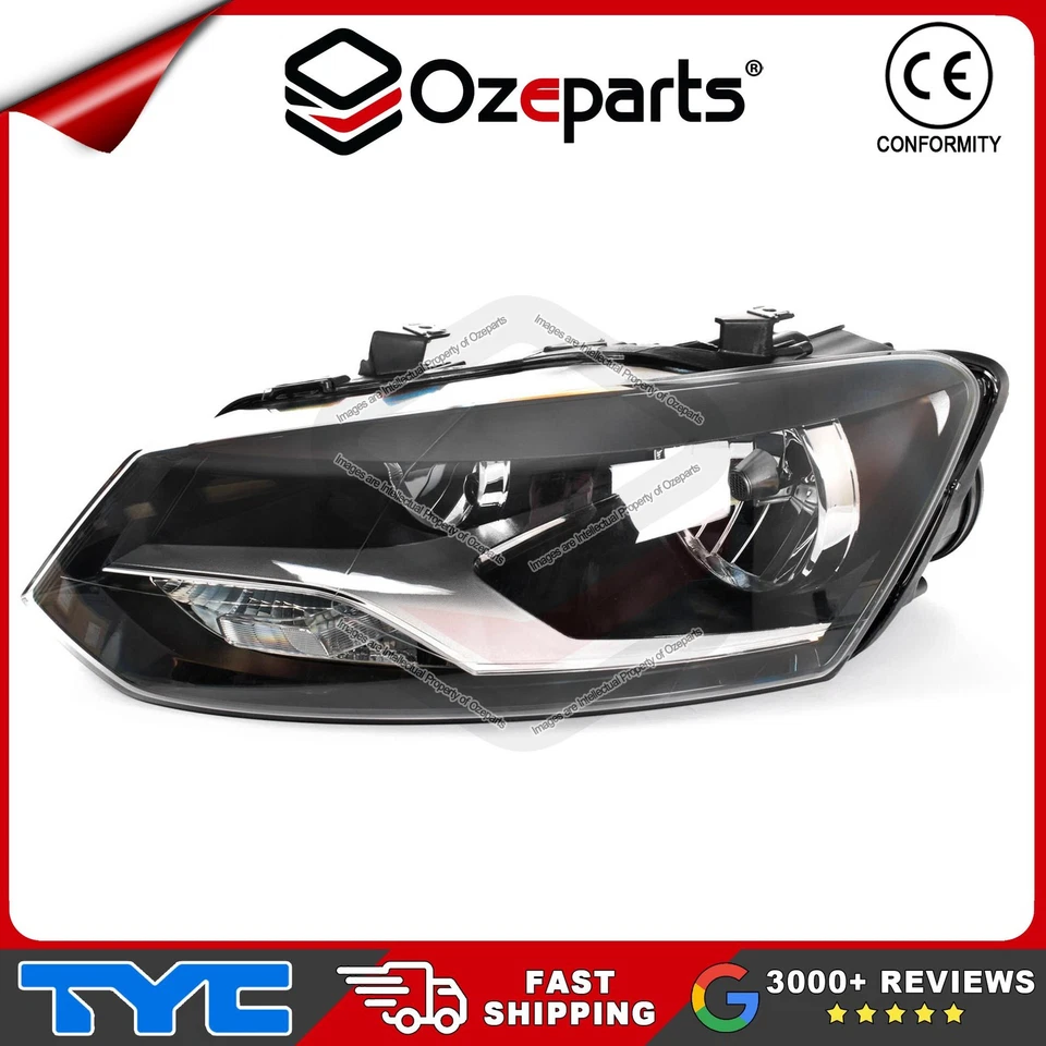 Set Pair LH+RH Head Light Lamp Twin Round No LED For VW Volkswagen Polo 6R 10~14 - image 4 of 4