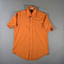 Vintage 70s Mohawk Orange Disco Dagger Collar Short Sleeve Button Up Shirt Mens