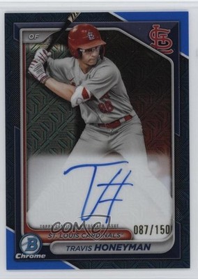 2024 Bowman Chrome Prospect Mega Box Blue Refractor Travis Honeyman Auto 1tv8