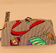 Vintage 1990 christian dior makeup bag houndstooth pattern with ribbon/balloons
