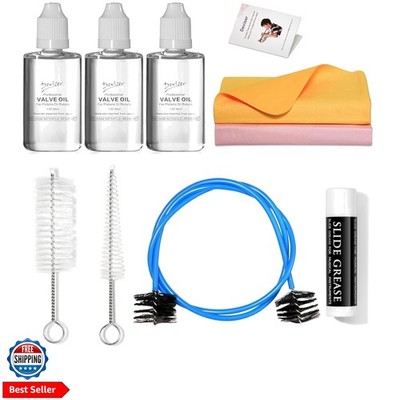 Trumpet Cleaning kit Deviser All in One Cornet Care kit:Valve Oil x3,Slide Gr...