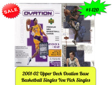 2001-02 Upper Deck Ovation Base Basketball Singles You Pick Singles