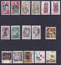 France -  MNH  Group of Red C ross Charity Stamps from 1971 to 1989