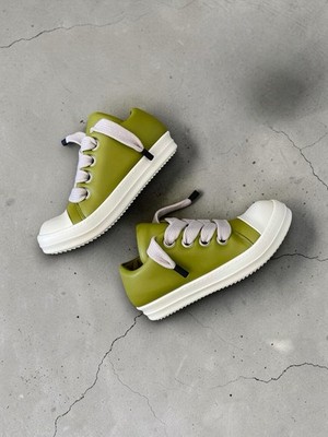 Rick Owens Jumbo Laces Low Tops Men SIZE42EU 9US Green Leather Shoes