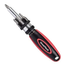 Great Neck 950DE Ratcheting Screw/nut Driver Set, Phillips/slotted/star Bits, 7"