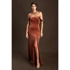 Jenny Yoo Issa gown english rose stretch velvet sz 8 bridesmaid 12132 BHLDN
