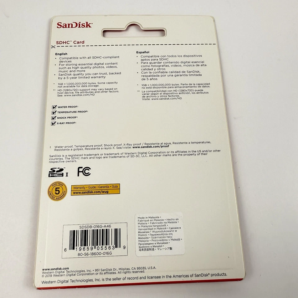 SANDISK SDHC CARD-16 GB  HD Video Memory Card Storage - Image 2 of 2