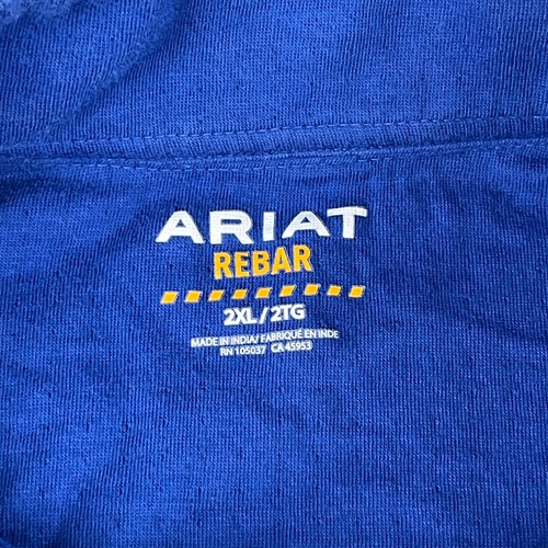 ARIAT Rebar Foundation 1/4 Zip Pullover Shirt Mens 2XL Blue Long Sleeve Stretch - Picture 2 of 6