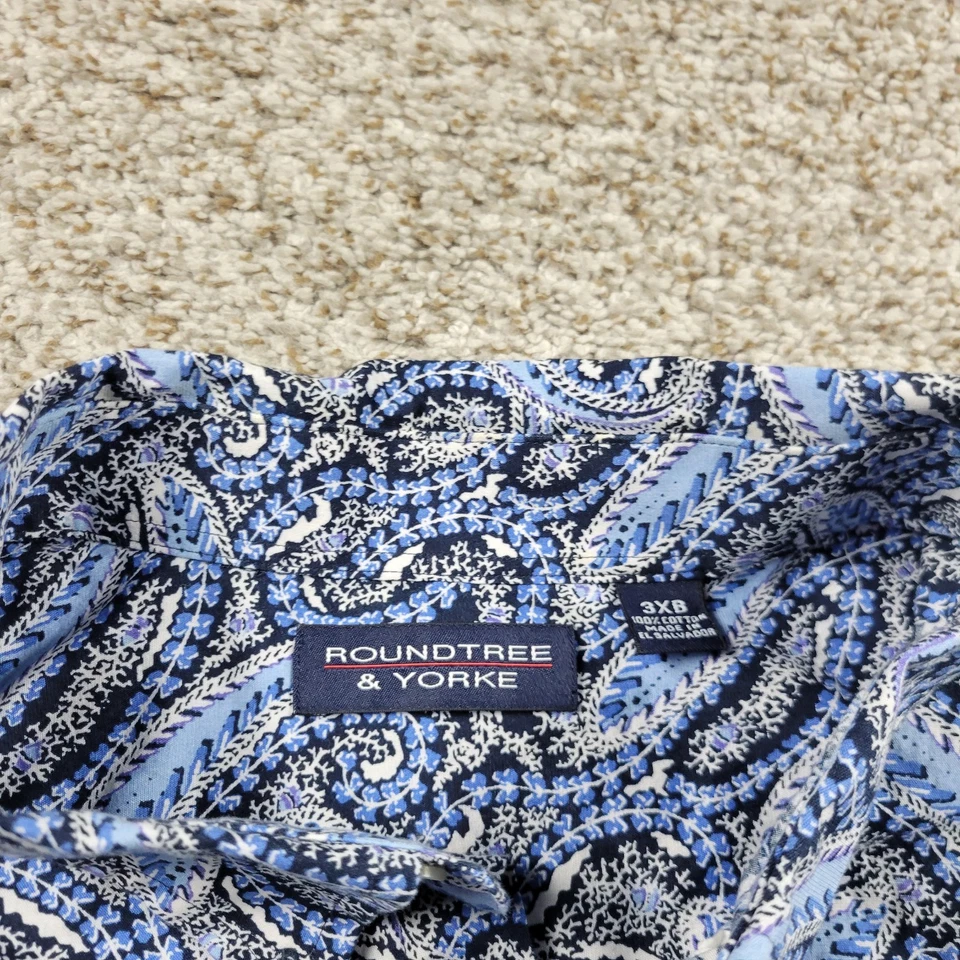 Camisa Roundtree & Yorke Para Hombre 3XB Cachemira Floral Abotonada Manga Larga Foto 2 de 4