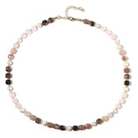 Cavill Rosenquarz Halskette 1,17Ct 925 Silber Vergoldet Rosa Damen