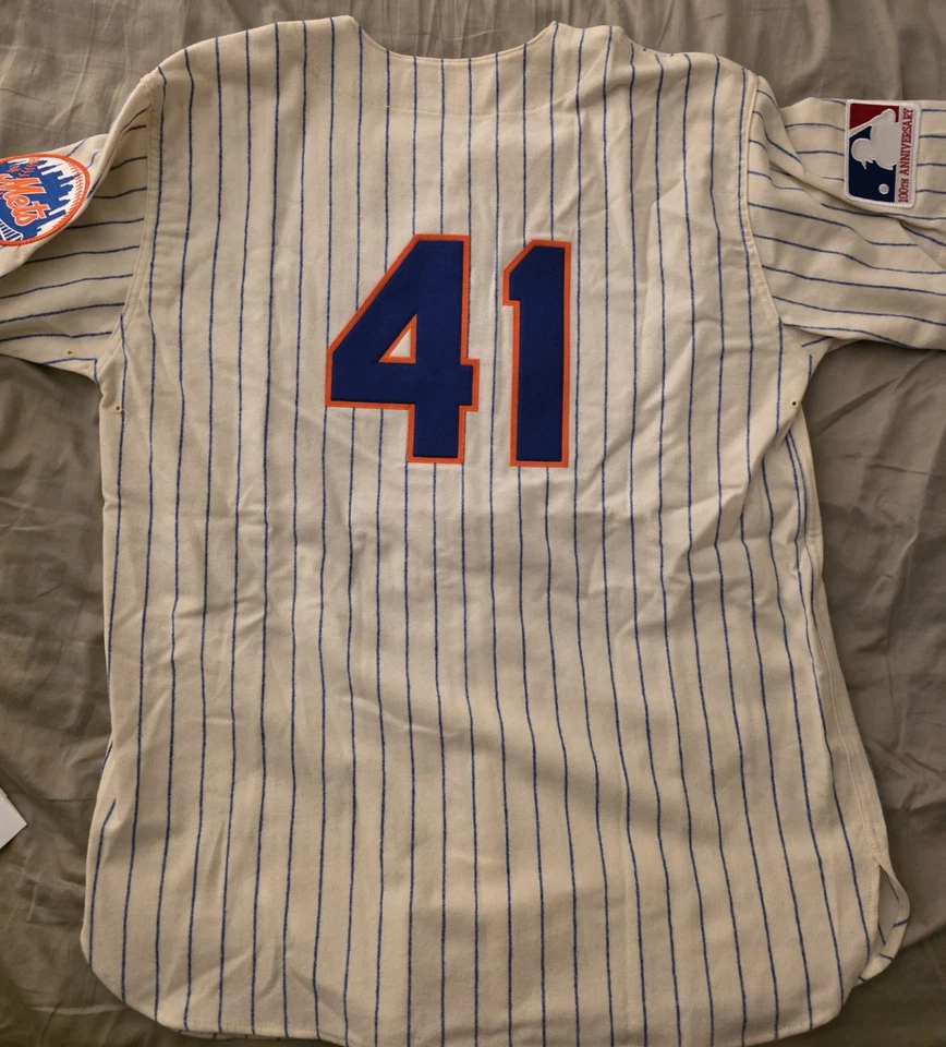 Camiseta deportiva a rayas Tom Seaver, Mitchell And Ness 1969 auténtica local, talla 48 Foto 3 de 4