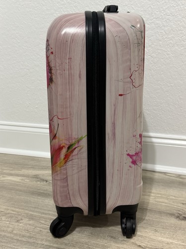 Mia Toro Paola Colorful Painted Flowers Hardside Spinner Carryon Suitcase NEW - Picture 7 of 15