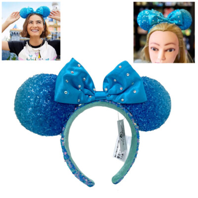 Disney Park Aqua Blue Minnie Ears Headband Retired Disney Parks Frozen Arendelle Aqua Blue Minnie Ears  main image 2