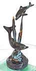 New ListingVtg 2 Dolphin Sculpture San Pacific Intl Spi Bronze Brass Patina Marble Base 8"