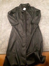 Misguided Ladies Long Length Coat. Pu Seamed. Lack. Size 10