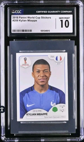 2018 Panini World Cup Russia Sticker #209 Kylian Mbappe CGC 10 Rookie RC 