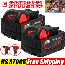 2PACK For Milwaukee M18 Lithium 8.0 AH Extended Capacity Battery 48-11-1860 18V
