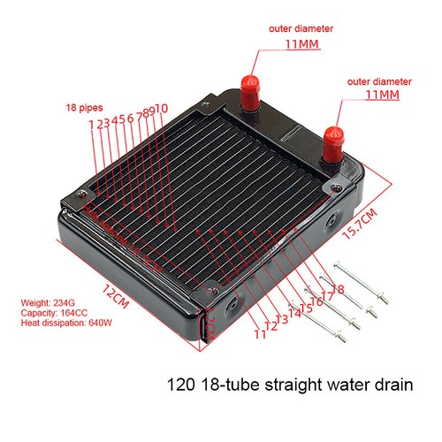PC Water Cooling Radiator Aluminum For CPU GPU RAM Heatsink Exchanger Fan Cooler - Afbeelding 34 van 36