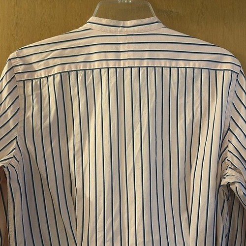 Lauren Ralph Lauren Women’s Striped Ruffle Tuxedo Button Down Shirt Pink Large - Picture 8 of 9