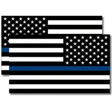 Thin Blue Line  and Reversed Thin Blue Line American Flag Magnet, 7x12" OPP 2 PK