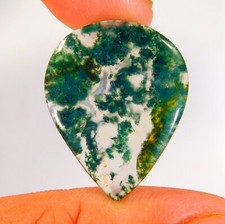 16 Cts Natural Green Moss Agate Pear Cabochon Loose Gemstone 28x22x3 mm CA 0389