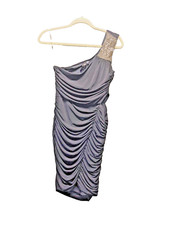 TRIXXI Women One-Shoulder Dress  S(4-6)Sleeveless Bodycon Solid Black with Beads