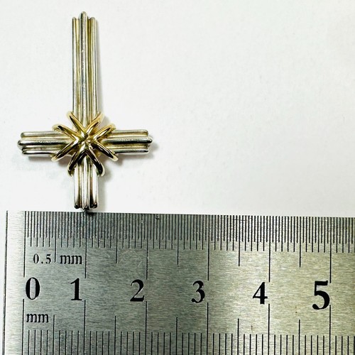 Auténtico colgante cruz Tiffany & Co. plata 925 oro 750 - Imagen 10 de 10