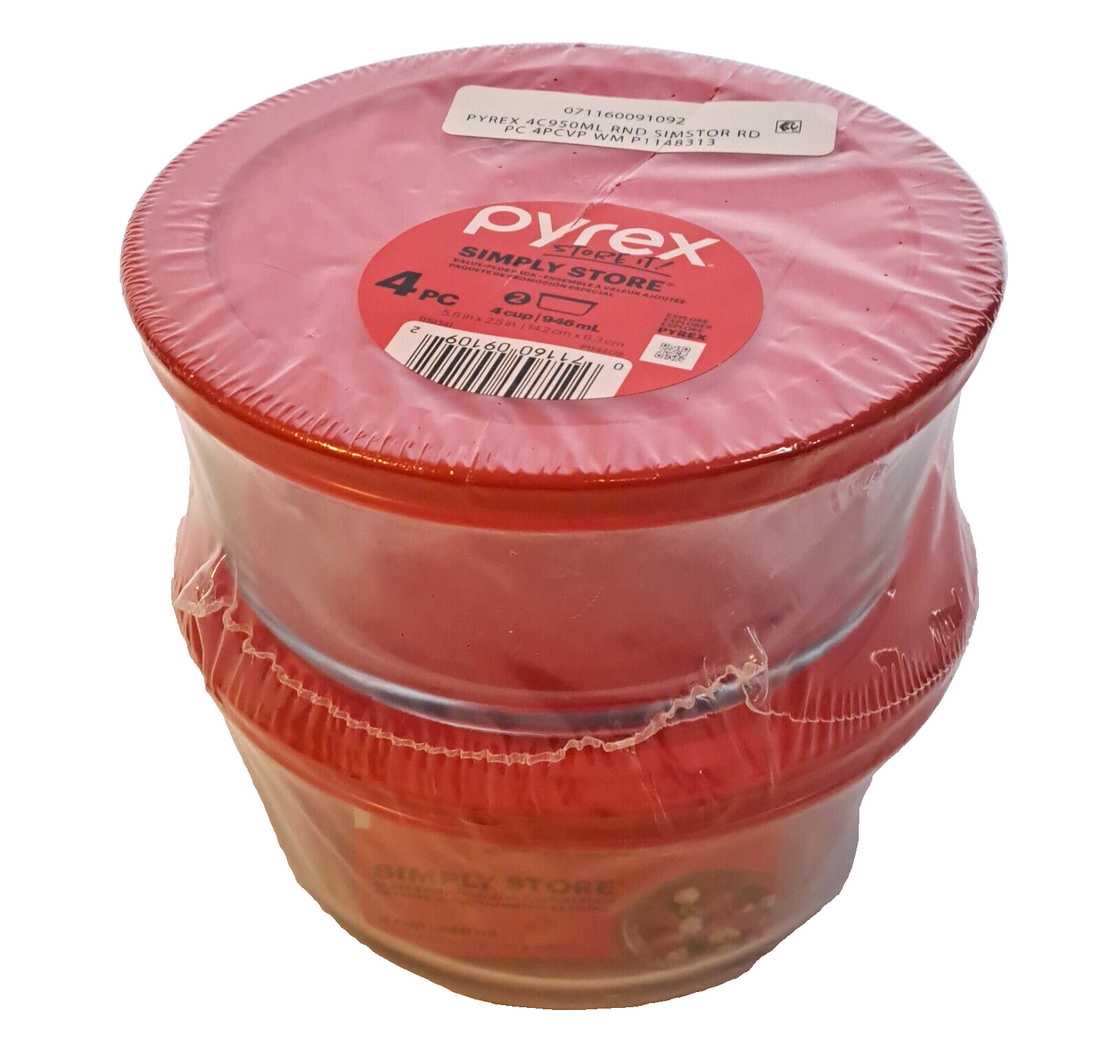 Pyrex Simply Store 4-Cup Glass Bowl Set of 2, New & Durable