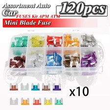 NEW 120PCS Mini Blade Fuse Assortment Auto Car Motorcycle SUV FUSES Kit APM ATM