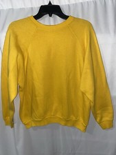 Vintage Tultex Blank Yellow Raglan Sweatshirt Large Made USA