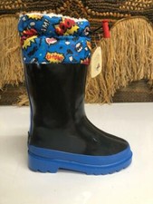Lily And Dan Girls/Boys Black/Blue Rain/Winter Boot Sz 7/8 53946