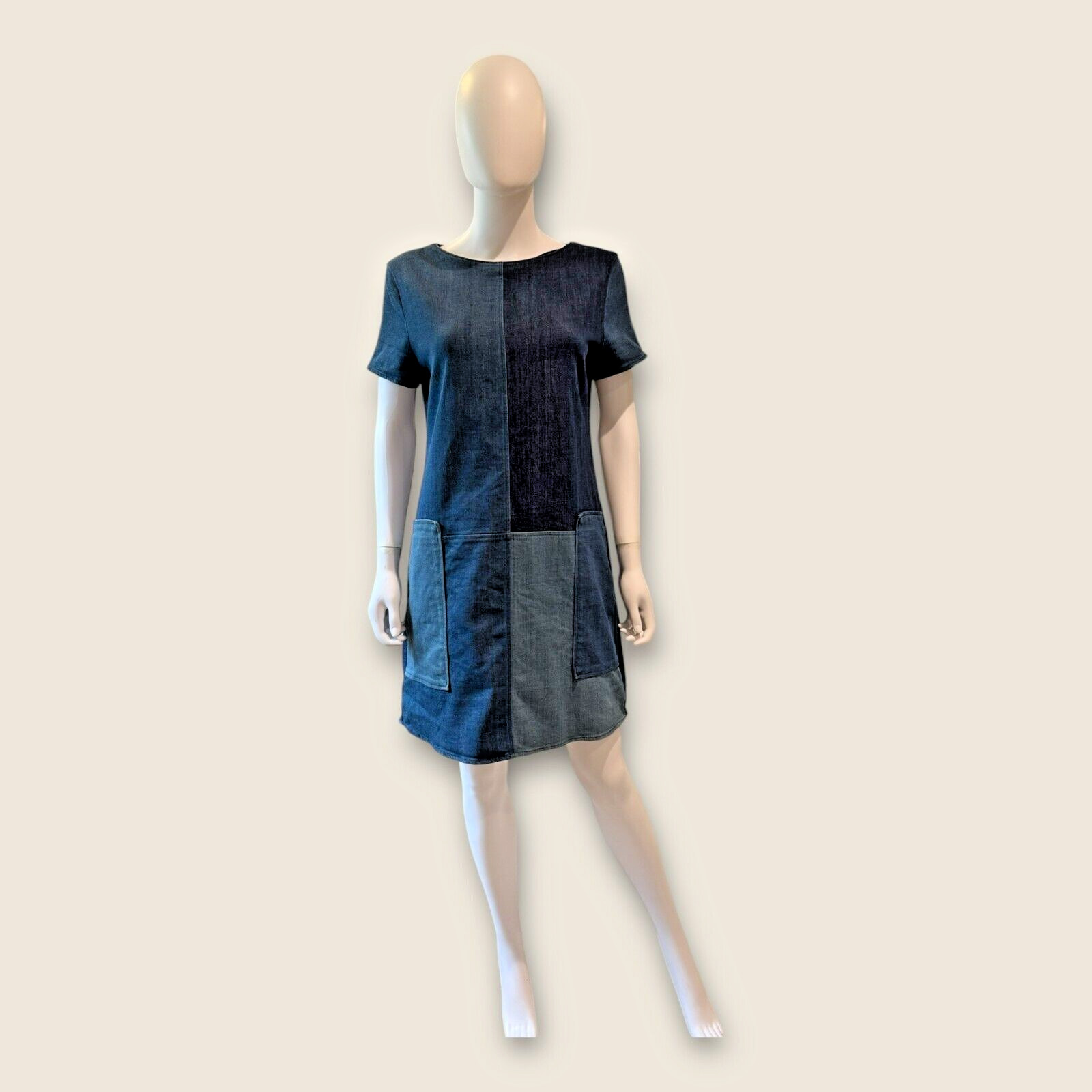 J Brand Shift Patchwork Denim Mini Short Dress - … - image 1